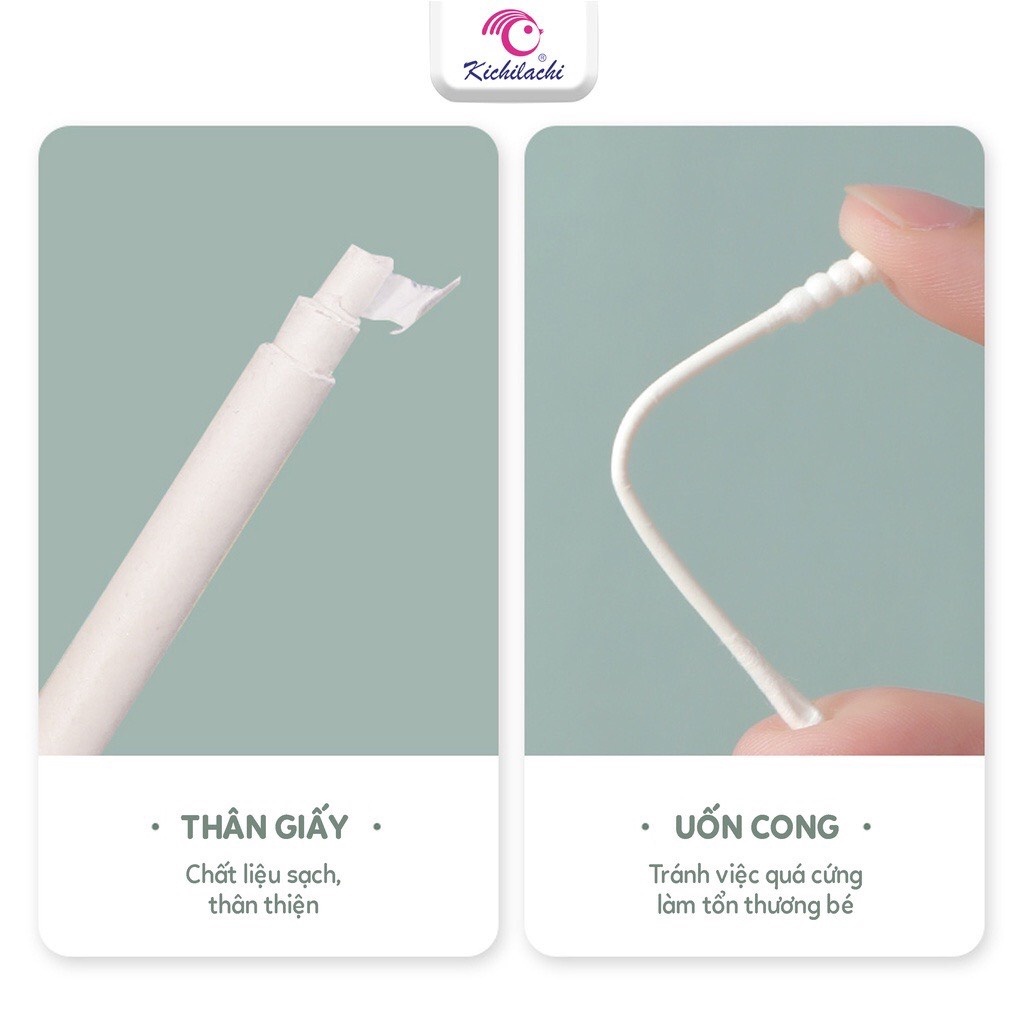 Tăm bông sơ sinh, BÔNG NGOÁY TAI SƠ SINH KICHILACHI HỘP HÌNH LỢN HỒNG CHO BÉ