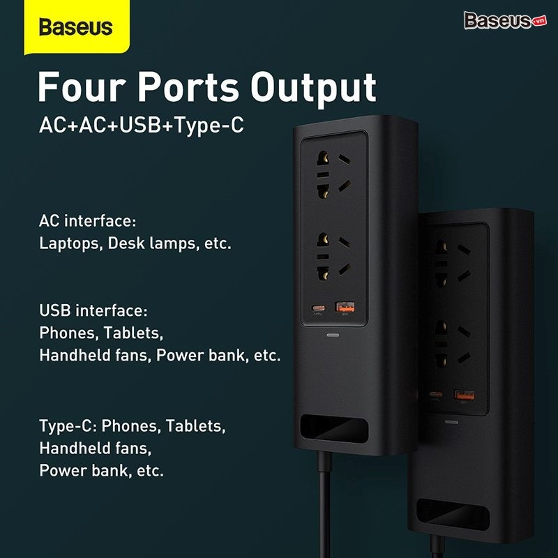 Tẩu sạc chuyển đổi nguồn trên xe hơi ôtô Baseus Power Inverter 150W bộ chuyển nguồn sử dụng trên xe ôtô cực kỳ đa dụng