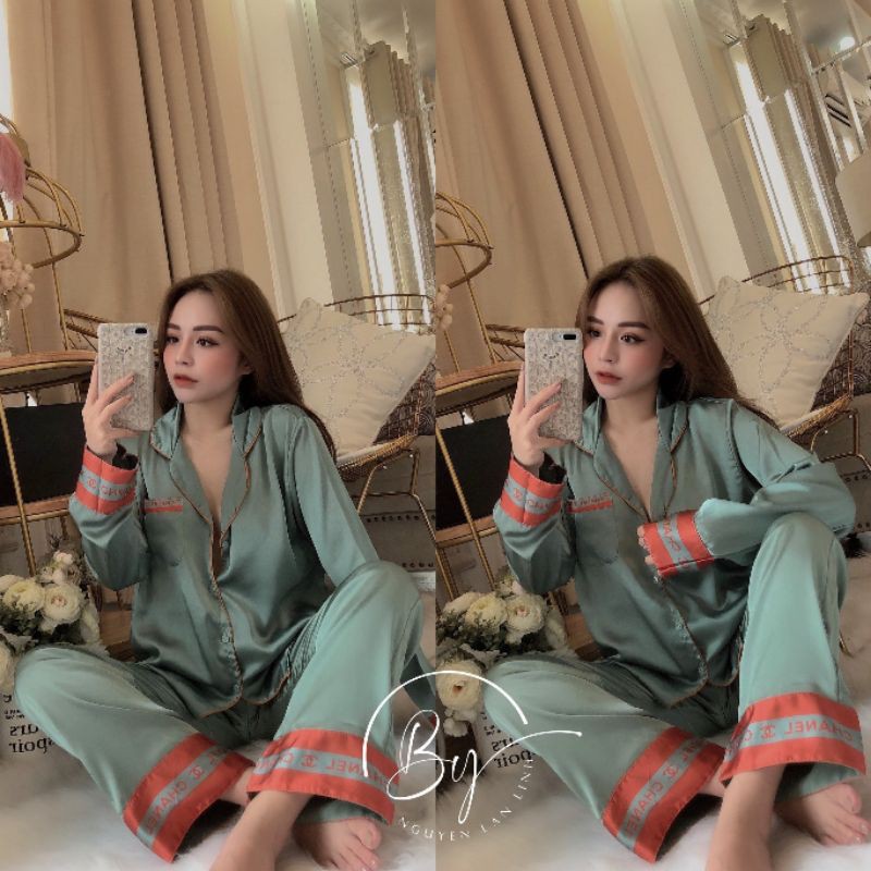 Bộ pijama dài lụa satin cao cấp