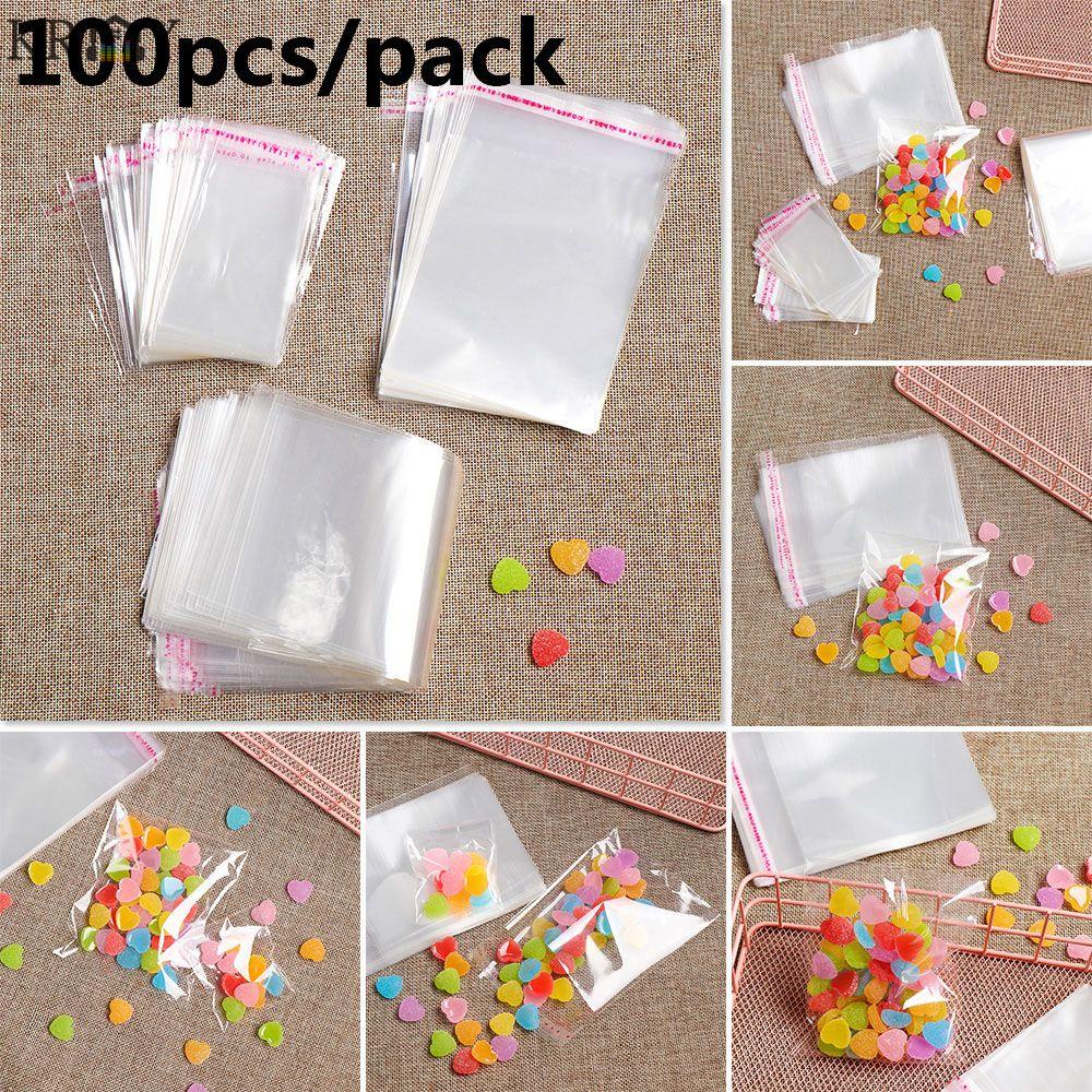 Bộ 100 túi nhựa cellophane trong suốt tự dán dùng để đựng kẹo và trang sức thời trang tự làm dùng trong các bữa tiệc