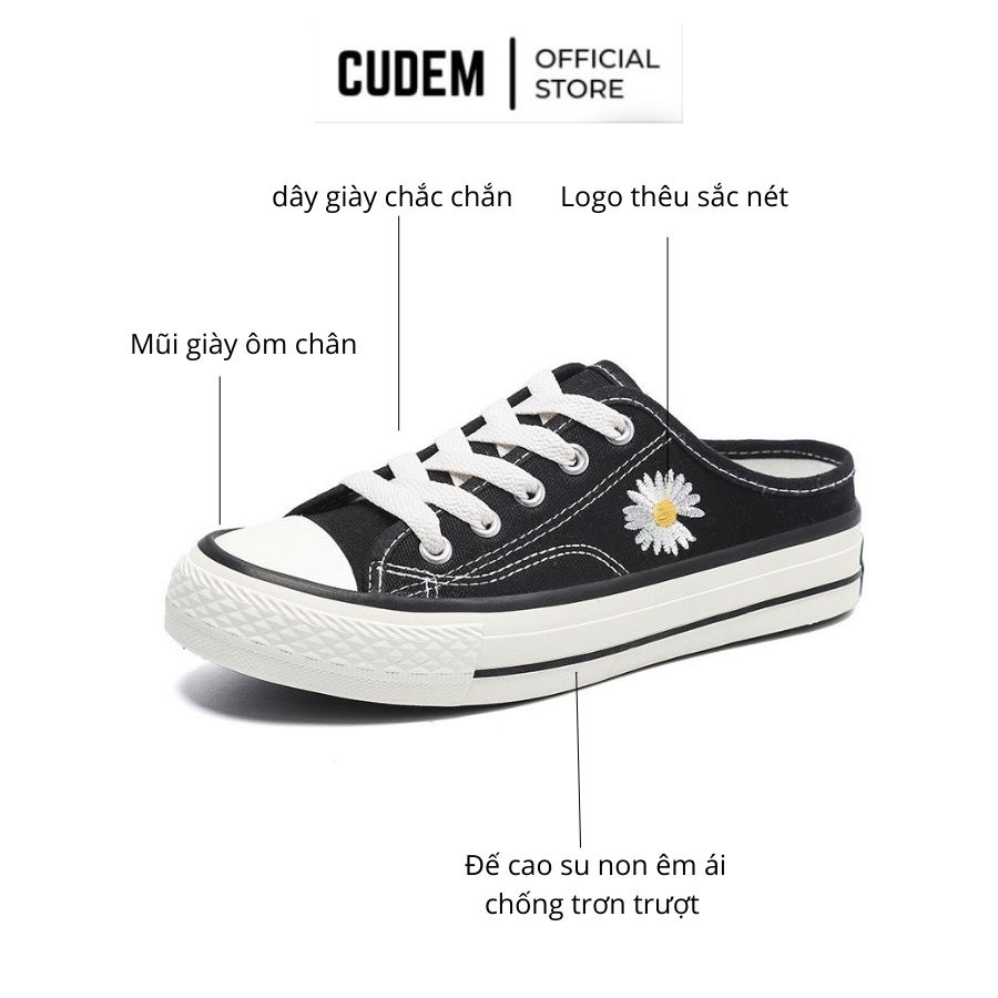 Giày sục đạp gót nữ hoa cúc S12