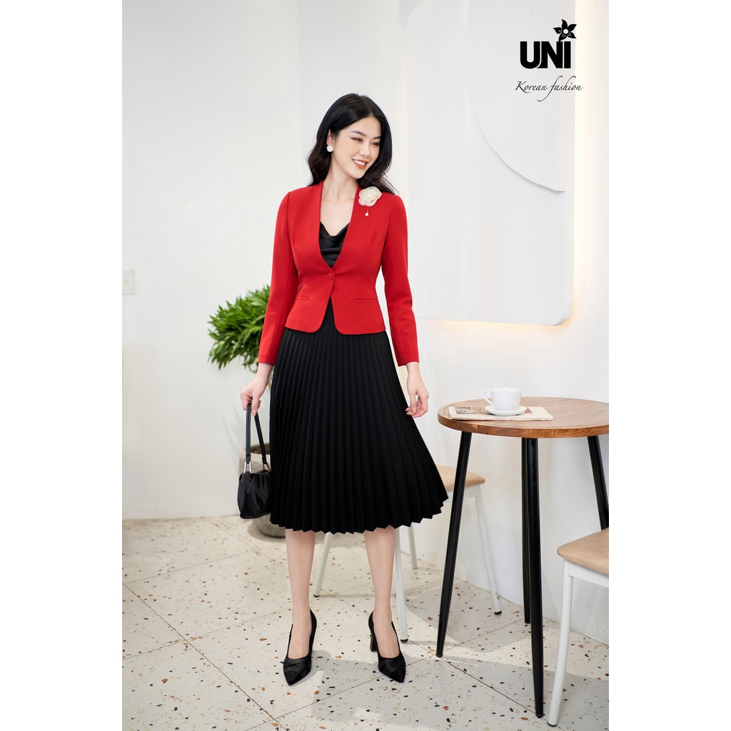 Áo Vest Nữ Hàn Quốc UNIVTH Dáng Ngắn Túi Chìm Sang Trọng 5V0239
