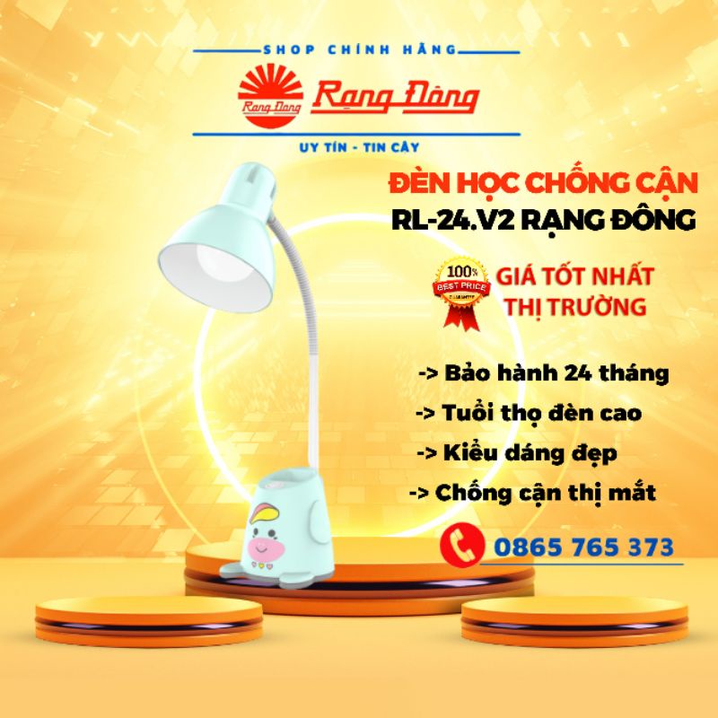 Đèn học để bàn RẠNG ĐÔNG chống cận, đèn bàn Led RL-24.V2 - 5W, có ống đựng bút
