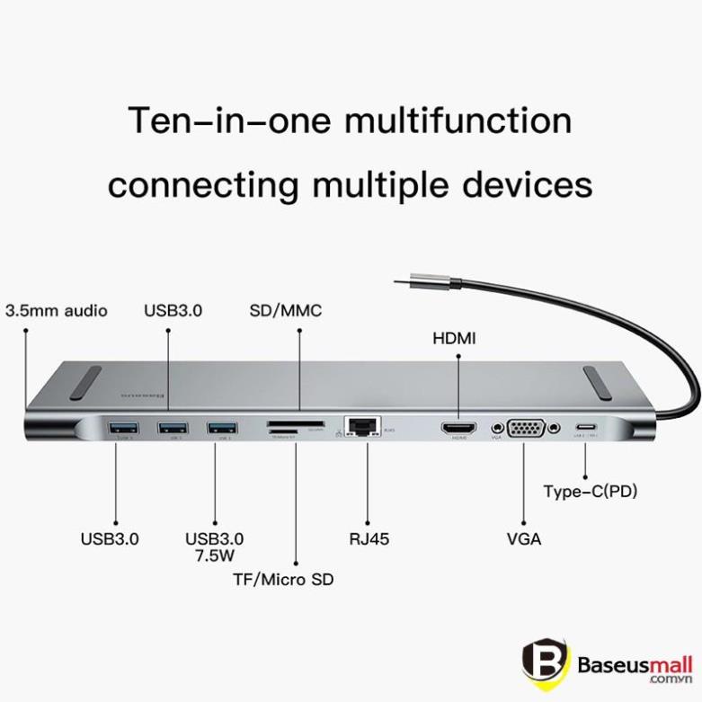 Bộ Hub chuyển đa năng 11 in 1 Baseus Enjoyment Type C