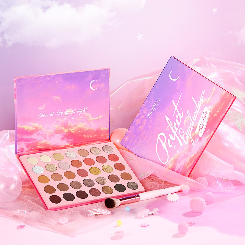 Bảng phấn mắt MINIMELI 35 màu lì và nhũ kim tuyến sáng bóng 210g | BigBuy360 - bigbuy360.vn