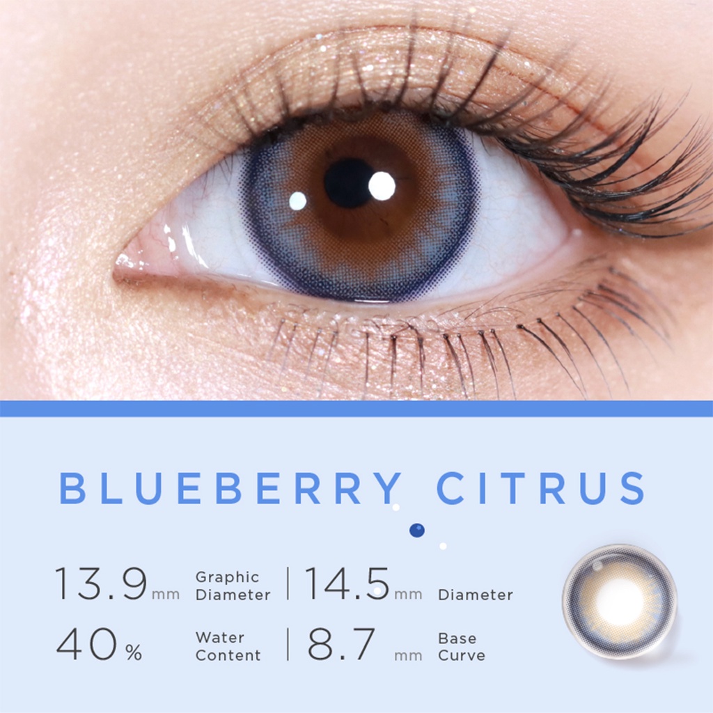 Kính áp tròng Moody BLUEBERRY CITRUS bộ sưu tập Bubble Tea 14.2mm có màu sử dụng nửa năm