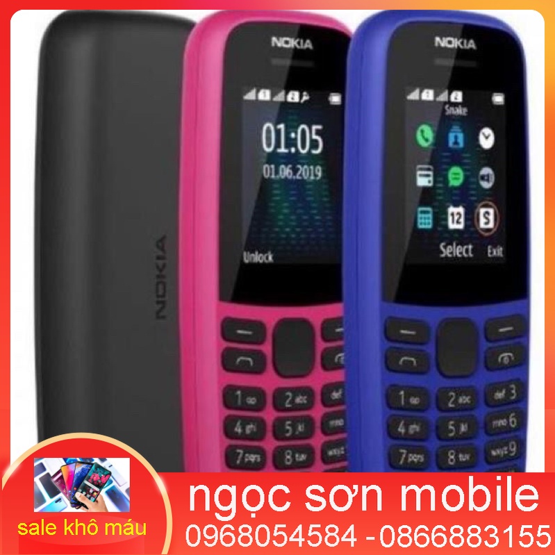 điện thoại giá rẻ,Điện Thoại Nokia 105 Single Sim (2019) pin trâu sóng khỏe ngọc sơn mobile