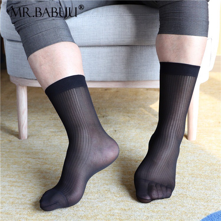 Vớ nam văn phòng vớ da nam sheer socks A1 No.0038 - Đen