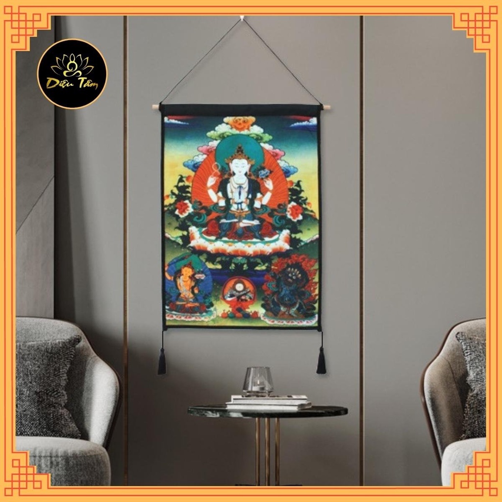 Tranh Phật treo tường thangka Tây Tạng trang trí nhà cửa full phụ kiện