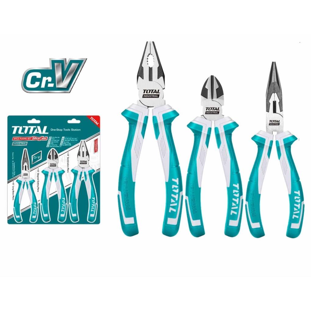 Bộ 3 kềm răng cắt và nhọn TOTAL THT2K0301 |  Bộ kìm điện, kìm cắt và kìm nhọn 3 chi tiết Chất liệu: thép CR-V, dùng cho