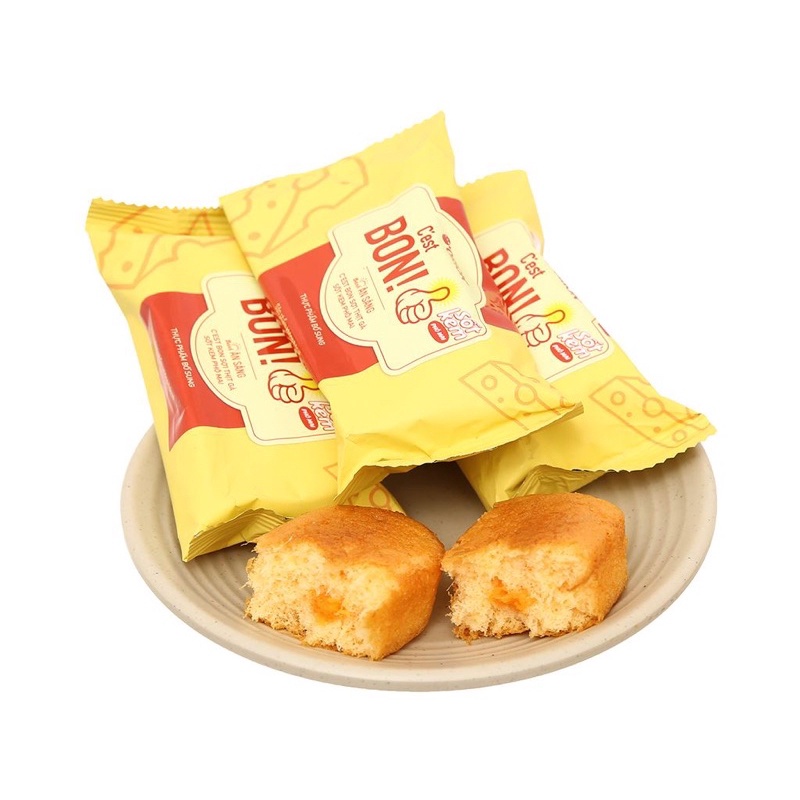 Bánh bông lan sợi thịt gà/ sốt kem trứng Lava / kem trứng phomai Orion C'est Bon gói 85g