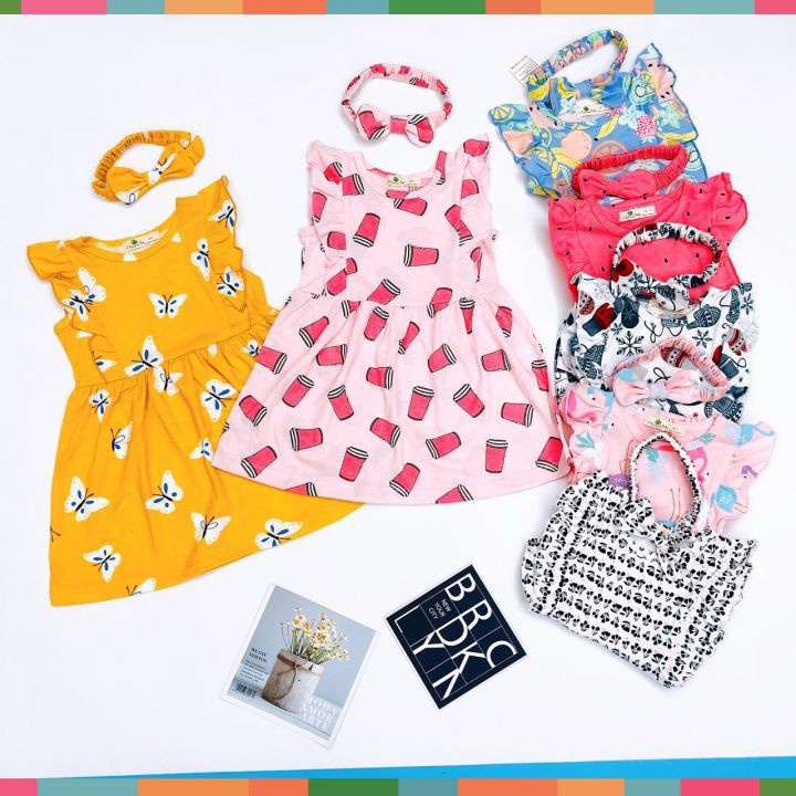 Váy Thun Bé Gái, Kèm Băng Đô Xinh Xắn, Size 1-5, Hàng Made In Vn, Chất Cotton Xuất Dư Đẹp, Màu Sắc Xinh Yêu