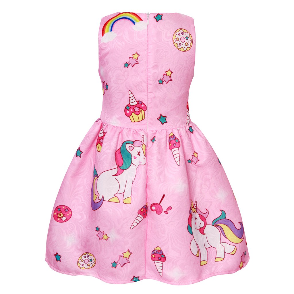 Christmas Unicorn Dress Rainbow Baby Girl Clothes Cartoon Print Cotton Accessories Simple