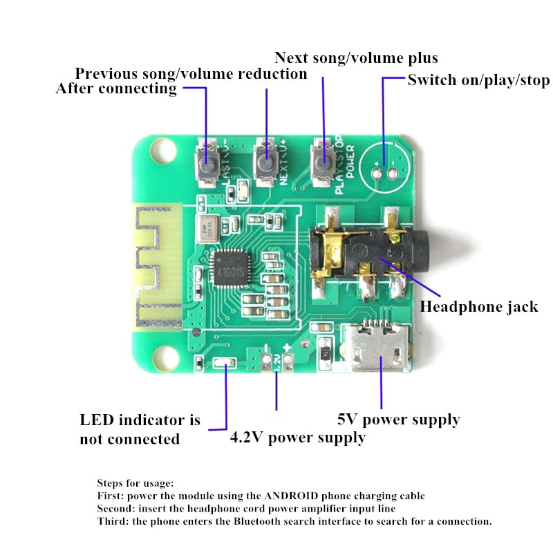 JDY-64 Lossless Bluetooth Audio Module Bluetooth 4.2 HIFI Speaker Audio Headphone Amplifier Board