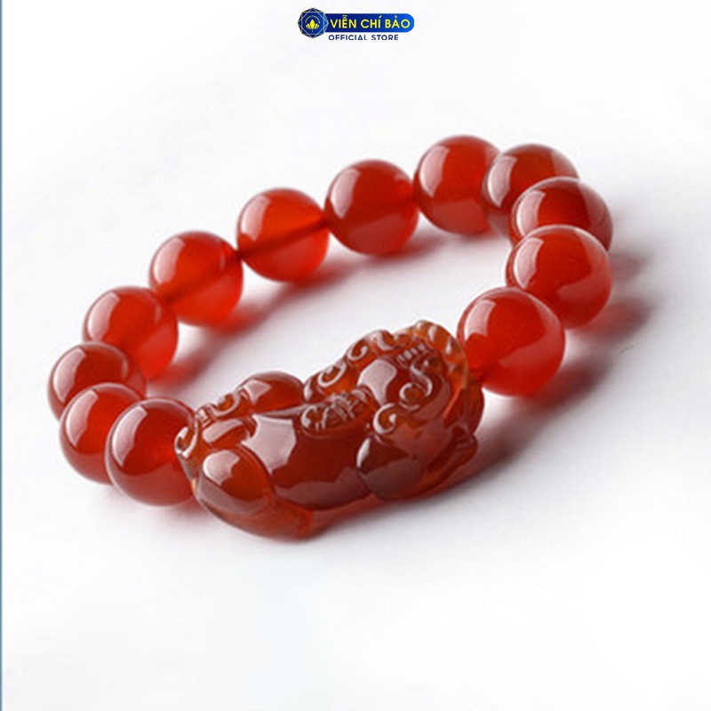 Vòng tay đá phong thủy Tỳ Hưu đỏ chất liệu đá tự nhiên thời trang nữ phụ kiện trang sức Viễn Chí Bảo V000162