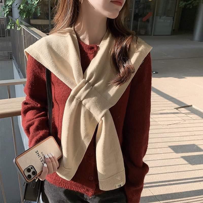 Áo len nữ khăn choàng len giả áo hàng Quảng Châu L1 hot nhất 2022