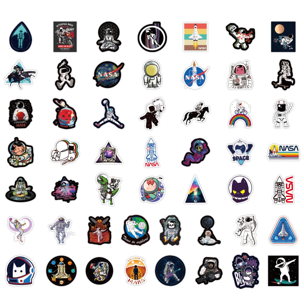 100/ 50/ 25/ 10 Hình dán trang trí ván trượt/ sổ tay hình phi hành gia