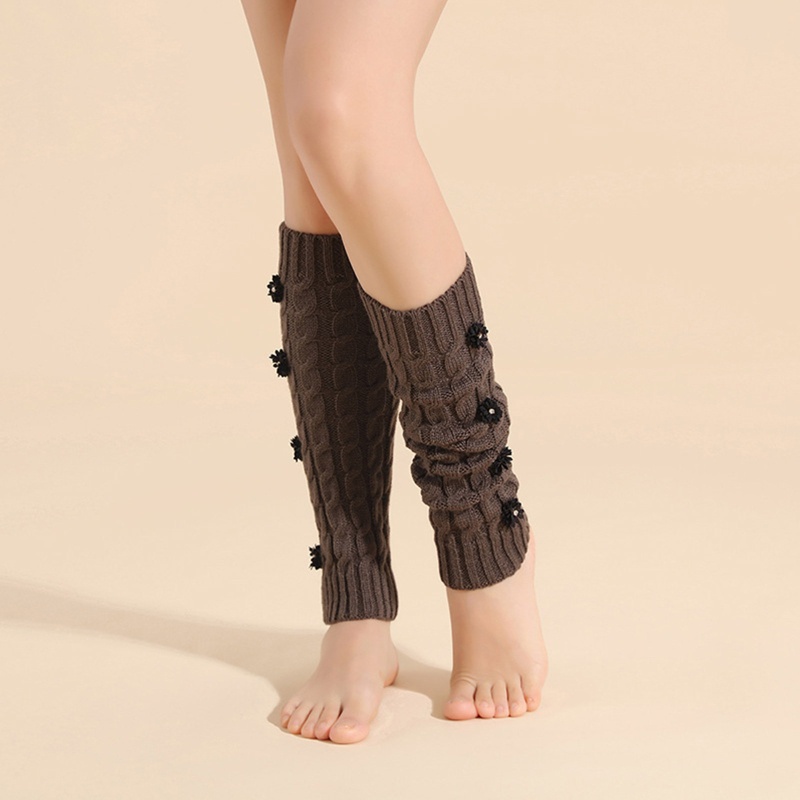 Youyo Vớ Dệt Kim Giữ Ấm Chân Dạng Xoắn Đính Hoa Nhân Tạo Mini Cho Nữ