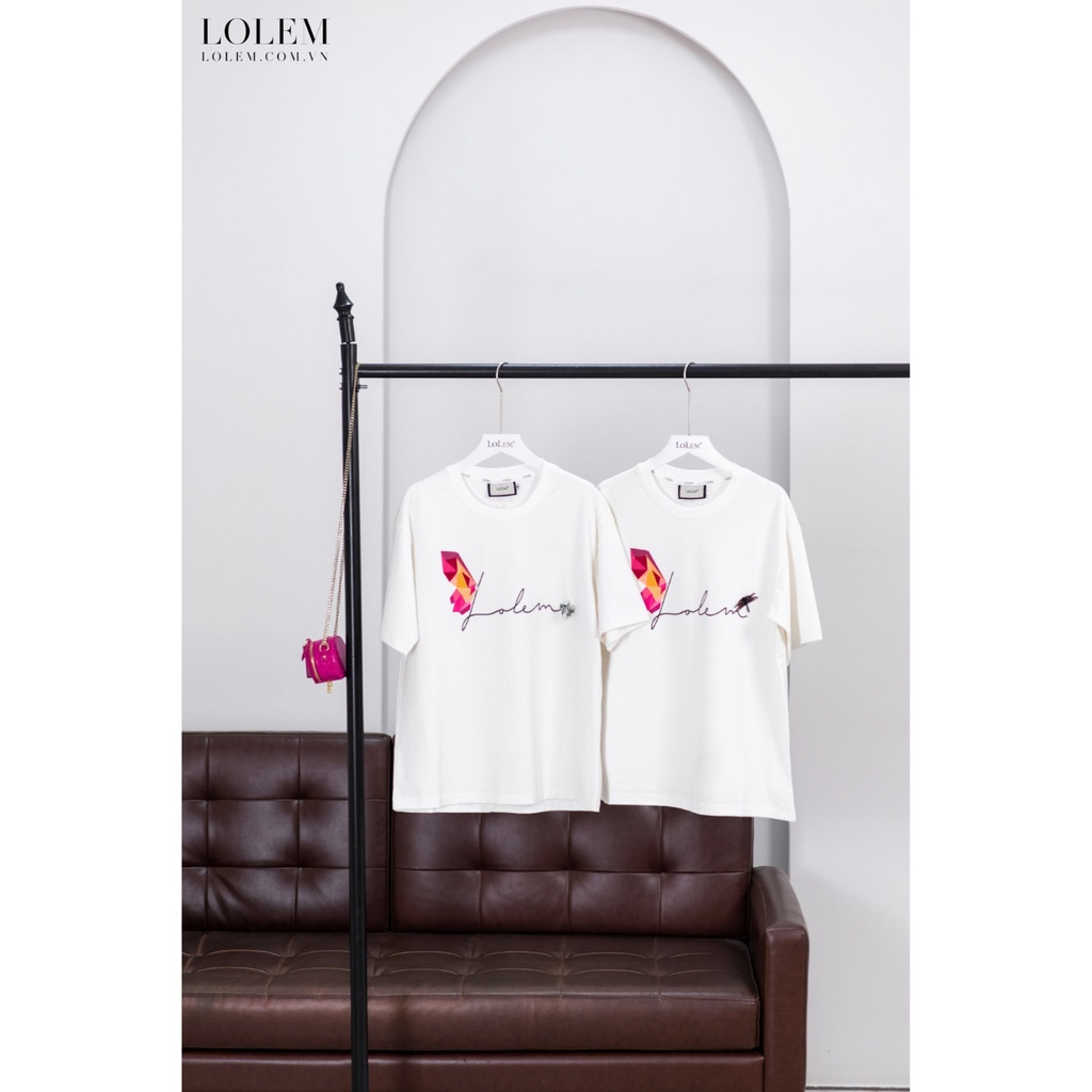 Áo thun nữ in chữ LOLEM vải cotton 100% thoáng mát