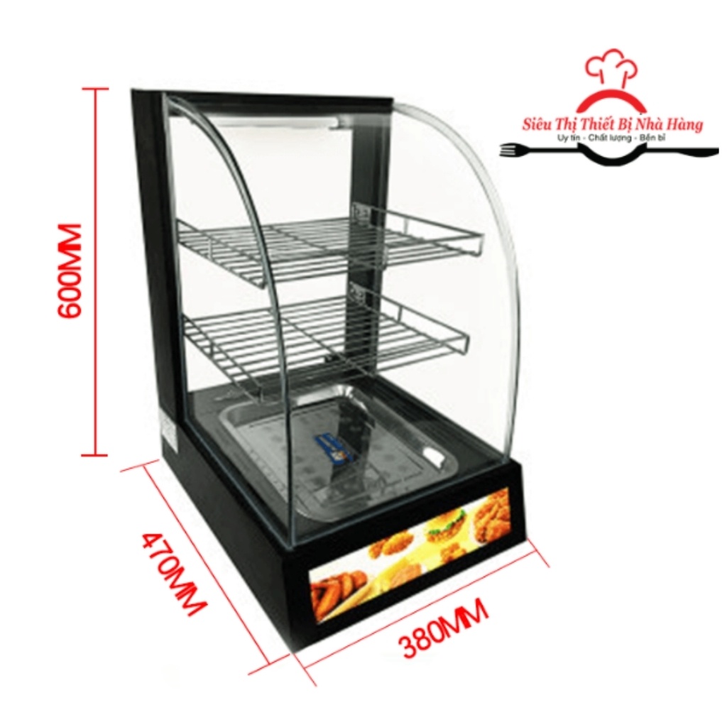 Tủ Trưng Bày giữ nóng thức ăn 1 khay, giữ nóng KFC_KÍNH CONG XỊN_Hàng chính hãng bảo hành 12 tháng