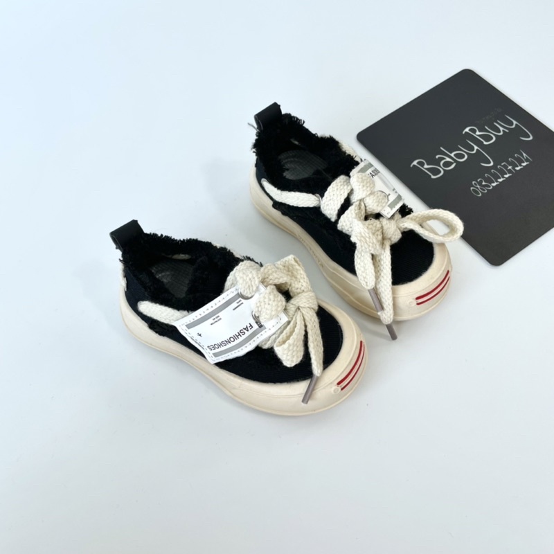 GIÀY CHO BÉ , GIÀY SNEAKER CHO BÉ , GIÀY TRẺ EM VẢI JEAN ĐEN MỀM (G22114)