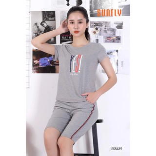 Bộ cotton quần lửng, áo cộc tay mặc nhà Sunfly SS5439