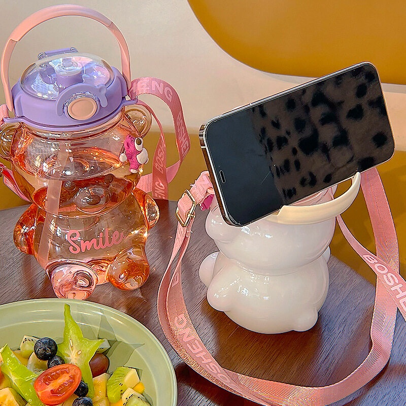 ONLY HOUSE Bình Nước Nhựa Dung Tích Lớn 1000 / 1400ml Thiết Kế Hình Gấu Dễ Thương