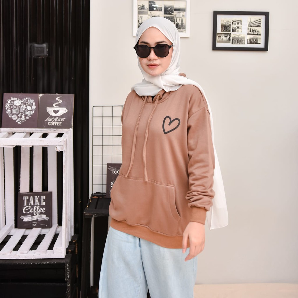 Áo Hoodie Zara In Hình Trái Tim Đơn Giản Thời Trang Cho Nam Nữ