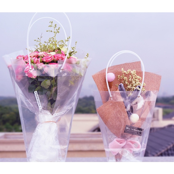 Set 5-10 túi nhựa trong suốt đựng hoa/ đựng quà/ đựng hộp bánh sinh nhật siêu sang và lịch sự