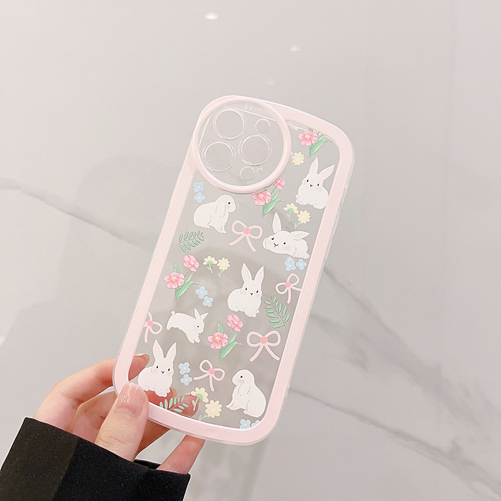 Ốp Điện Thoại tpu Dẻo + Silicon In Hình Thỏ Đáng Yêu Cho iphone 11 12 13 pro max mini XR XS 7 8 plus