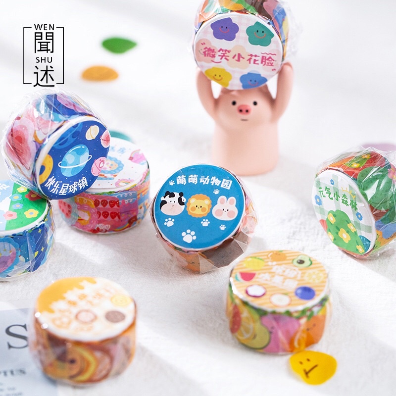 Băng Keo Washi Tape Trang Trí Sổ Tay Hoạ Tiết Hoạt Hình Đáng Yêu