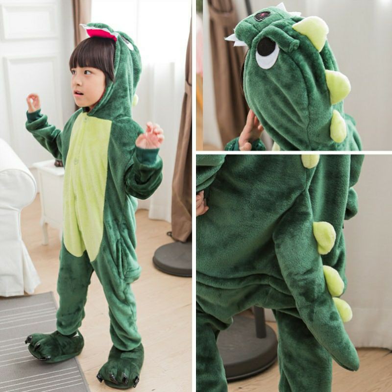 Bộ Đồ Khủng Long Xanh - Cá Sấu Xanh Liền Thân Hình Thú Cho Bé Chất Đẹp