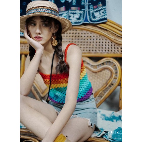 Áo Tank Top Hai Dây Màu Sắc Tương Phản Thời Trang Mùa Hè Cho Nữ