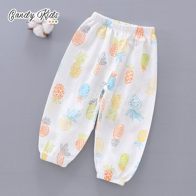 Quần Dài Cotton Lưng Thun Ống Túm Chống Muỗi Cho Bé