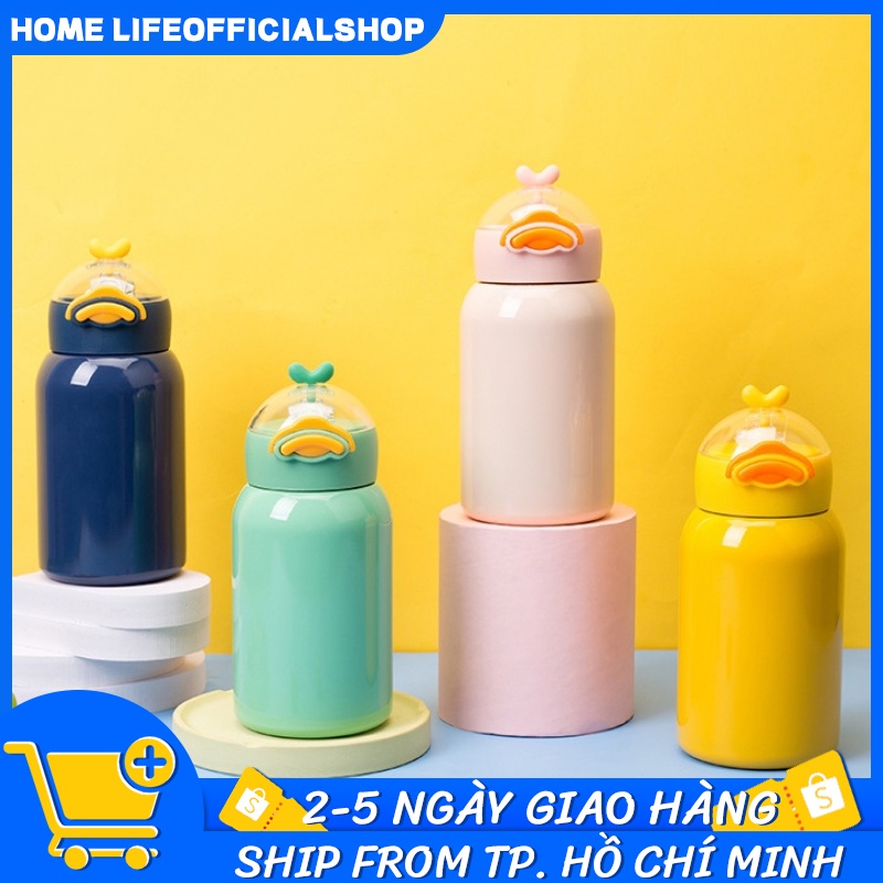 【tặng kèm cọ rửa bình】Bình giữ nhiệt 400ml Good Duck bình đựng nước inox 316 có ống hút tiện lợi