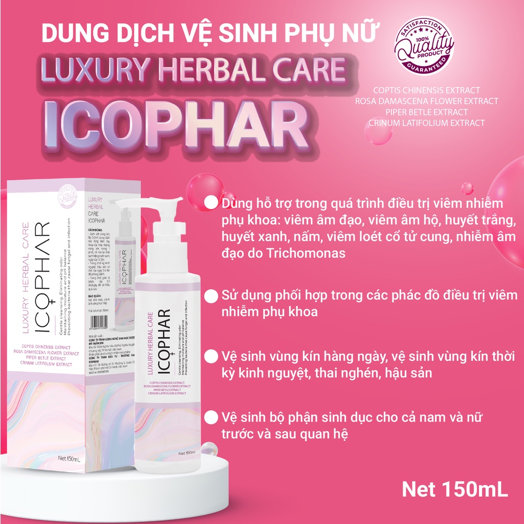 Dung dịch vệ sinh phụ nữ LUXURY HERBAL CARE ICOPHAR - Đánh bay viêm nhiễm, chống vi khuẩn, mang lại hương thơm tươi mát
