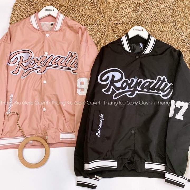 Áo Khoác Gió Nữ Cổ Bomber In Chữ ROYALTY Form Rộng Cá Tính AK118