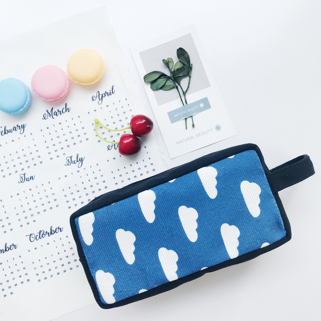 Bóp Viết Vải Canvas Caro Form To Đựng Đồ Make Up