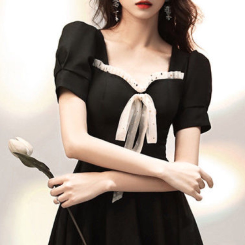 Đầm midi nữ tay phồng thời trang mùa hè phong cách Hàn Quốc