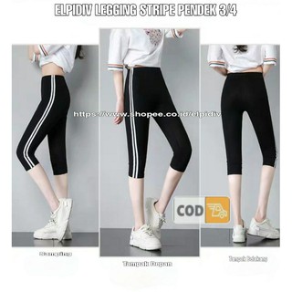 Quần Legging Ngắn Kẻ Sọc 7 / 8 Vừa Vặn 30kg - 85kg Chất Liệu Spandex Cao Cấp