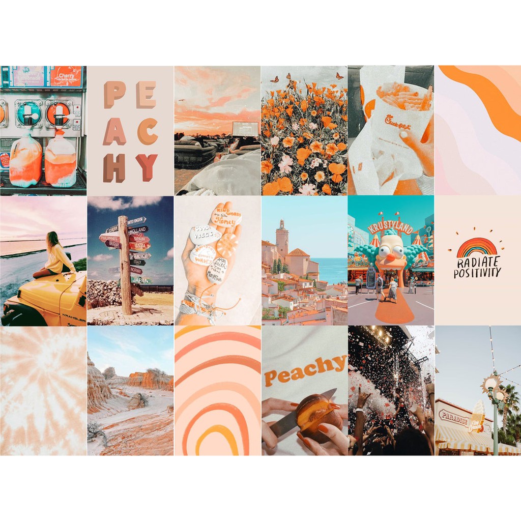 Wall Collage dán tường trang trí decor phòng ngủ - theme Peach Aesthetic