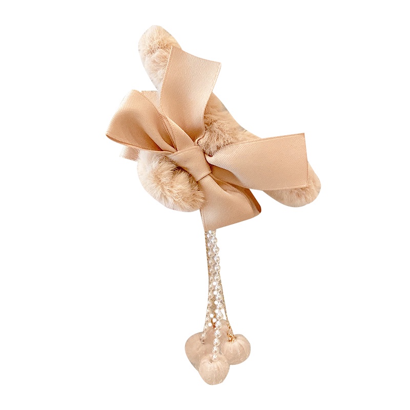 Kẹp Tóc Nơ Phối Tua Rua Phong Cách Hàn Quốc Cổ Điển Thời Trang