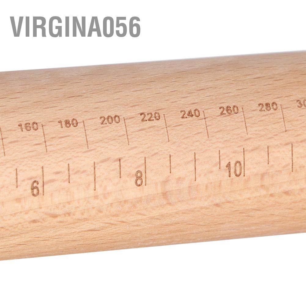Virgina056 Wood Adjustable Thickness Rolling Pin Flour Stick Dough Rollers Handle with Scale for Kitchen/Bakery