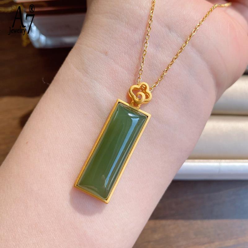 Vòng cổ Mạ Bạc 925 Đính Đá Ngọc Bích Màu Xám A7 S925