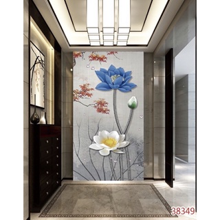 Tranh vải lụa dán tường hoa sen 3d tranh trang trí 120 x 80cm