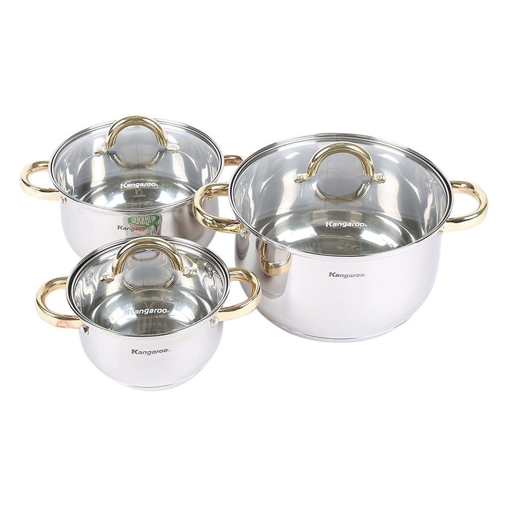 Bộ nồi inox 3 chiếc 5 đáy Kangaroo KG864