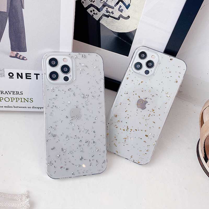 iPhone Case Casing Glitter Transparent For iPhone6 6s 7 8 Plus X XS XR XSMAX 11 12 Pro Max Anti-fall Lens Protection Soft Case Cover AISMALLNUT