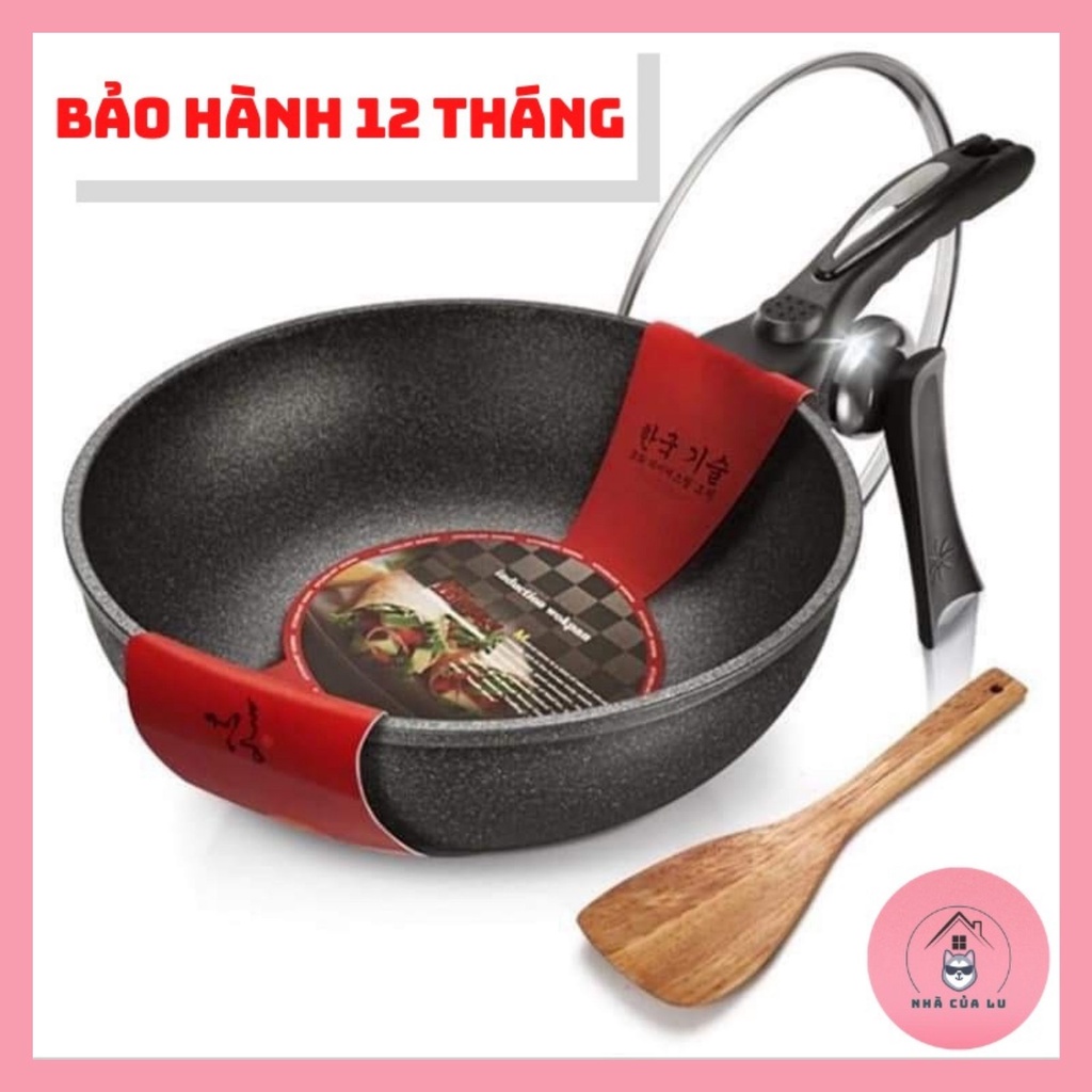(CÓ NẮP) Chảo Đá Sâu Lòng Chống Dính Siêu Bền Hàn Quốc Coopia Có Nắp Size 32cm