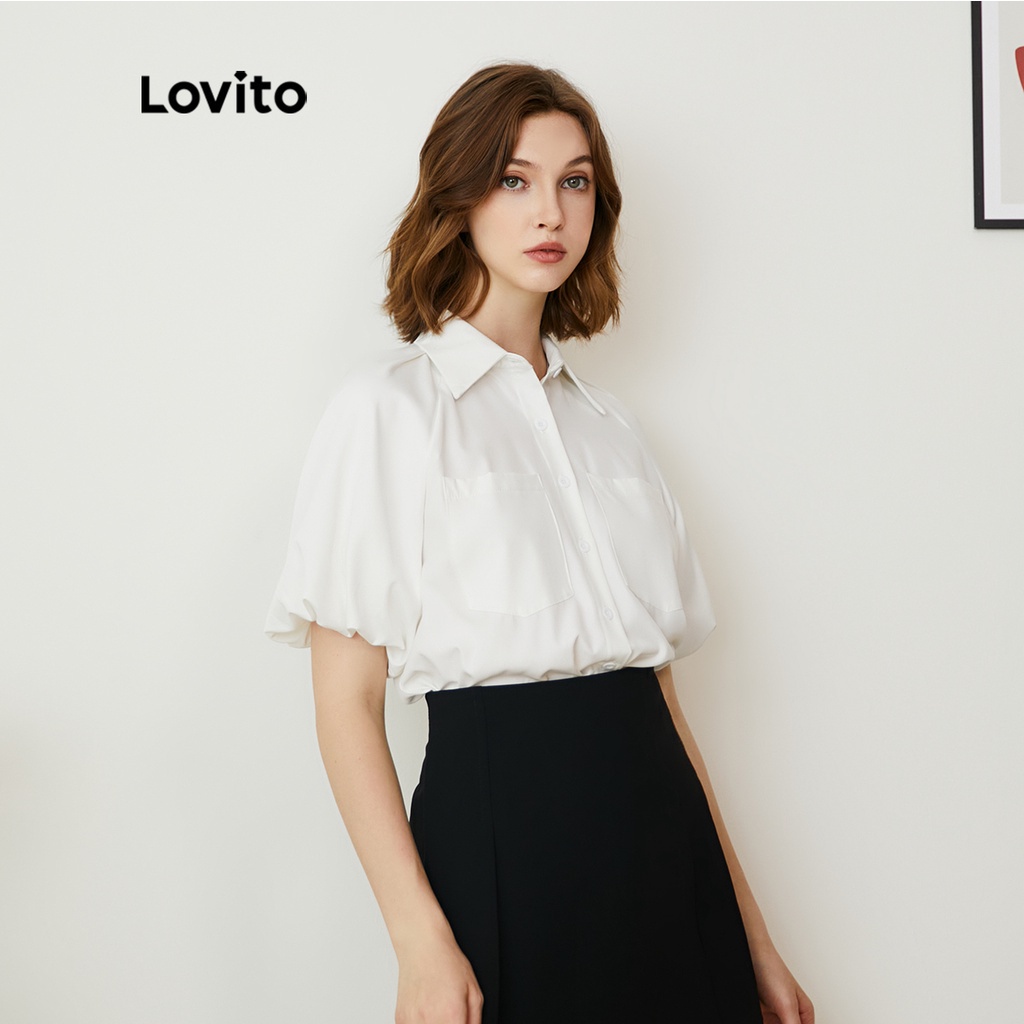 Lovito ĐồNg PhụC ThườNg Xuyên Bishop Tay Áo Cổ Túi L22AD039