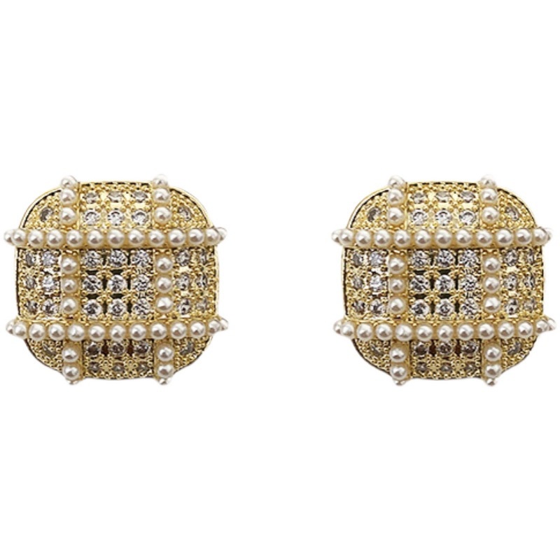 Khuyên tai thiết kế kiểu hình vuông đơn giản sang trọng thời trang 2021 cho nữ